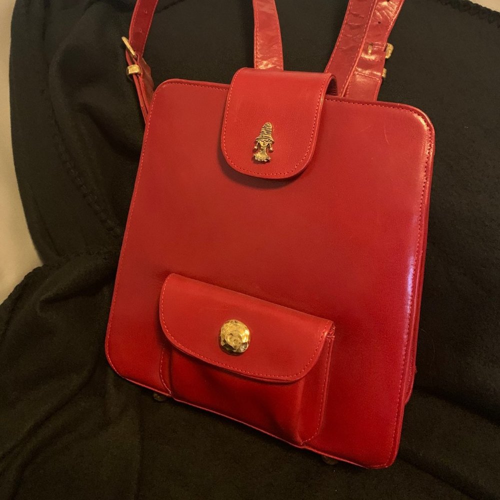 Red Leather Gemma Kahng Backpack